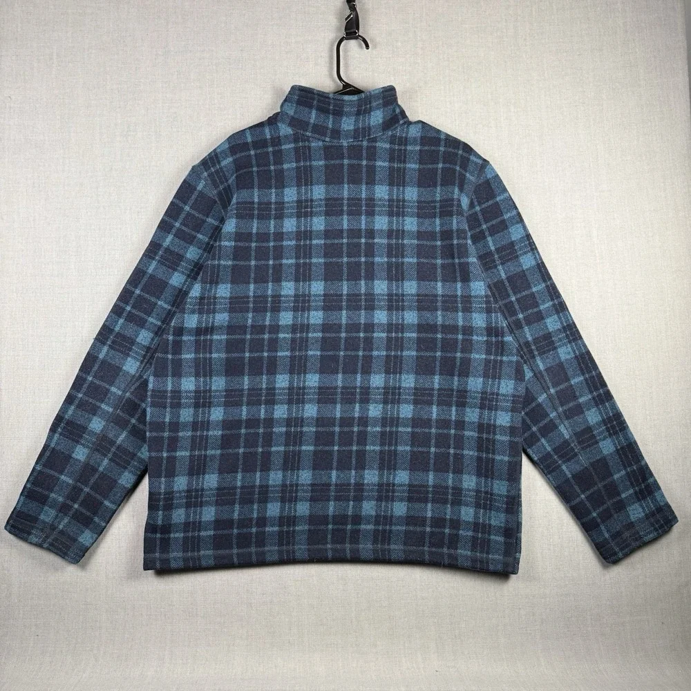 North Face Sweatshirt Mens XL Blue Gordon Lyons Fleece Half Zip Buffalo Check